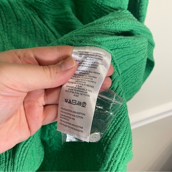 By Anthropologie Long-Sleeve Polo Sweater Mini Dress Green Medium - Picture 9 of 9